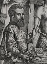 Andreas Vesalius (1514-1564). Flemish anatomist and physician. Portrait. Engraving after a drawing