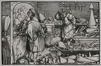 The German Alchemist. Facsimile of an engraving attributed to Hans Holbein, from the German