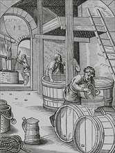 The brewer. Facsimile after a drawing and engraving by Jost Amman in the 16th century. ""Moeurs,