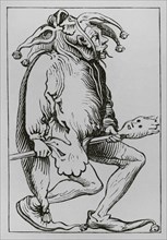 Court-fool. Engraving after a woodcut in Sebastian Monster's ""Cosmographia universalis"",