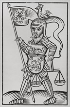 Hermensul or Irmensul. Idol of the Saxons in Westphalia. Facsimile of an engraving in ""Annales