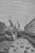 Courtyard of the Doge's Palace in Venice. Buildings where the wells and drains were located.