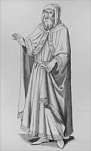 Costume of an Italian Jew in the 14th century. Engraving after a painting by Sano di Pietro