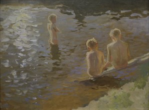 Janis Valters (Johann Walter) (1869-1932). Baltic German artist. Bathing Boys, ca. 1900. Oil on