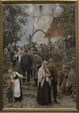 Janis Rozentals (1866-1916). Latvian painter. Coming from Church (After the Service), 1894. Oil on