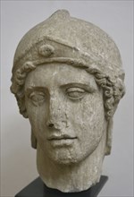 Athena. Head of a marble statue. 2nd century AD. From the ancient city of Philippi, Greece.