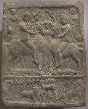 Marble votive tablet depicting the Danube horsemen. 2nd-3rd centuries AD. From Lom (ancient Roman