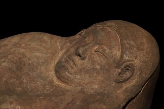 Anthropomorphic terracotta sarcophagus. Found in Ghar Barka, on the outskirts of Rabat (Malta). 6th