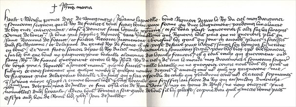 This letter was written at Reims, France, to the Duke of Burgoyne, on the day Charles VII was