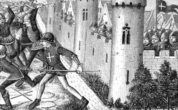 This 1484 engraving that is housed in the National Library in Paris illustrates French troops in