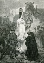 This illustration dates to the 19th century. It shows Jeanne d'Arc at the stake. It is housed in