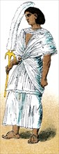 This figure of an ancient Egyptian represents a royal fanbearer. The illustration dates to 1882.