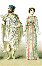 This illustration shows a man and a woman who lived after A.D. 330, when Chtistianity became the