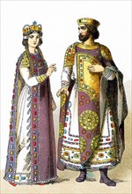 The illustration here highlights Byzantine royals between 800 and 1000 A.D. From left to right,