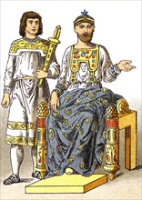 The Byzantine figures represent, from left to right, an arms-bearer and the emperor Basileus (A.D.