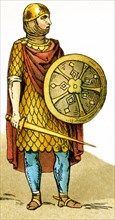 The figure pictured here is a Frank warrior from the years A.D. 700 to 800. Franks were members of