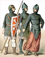 The figures represented here are Norman warriors between A.D. 1000 and 1100. The Normans gave their