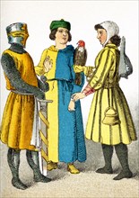 Pictured here are three Germans around 1200. They are, from left to right: knight, doctor, falconer