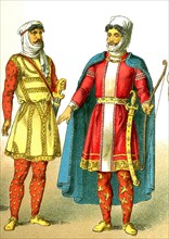 The figures illustrated here represent ancient Persians, from left to right: warrior of rank and