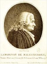 This illustration shows Lamoignon de Malesherbes, counsel for King XVI at his trial in 1793.