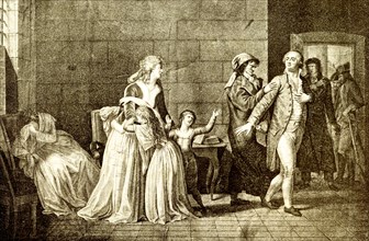 King Louis XVI takes leave of his family in the Tower of the Temple.