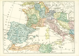 This map dates to 1897 and shows the western Provinces of the ancient Roman Empire. Among them are: