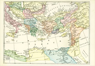 This map dates to 1897 and shows the western Provinces of the ancient Roman Empire. Among them are: