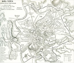 This map of Rome shows the city during the period of the emperors: from the first emperor Augustus