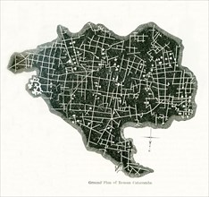 This ground plan of Roman catacombs dates to 1897. These catacombs were originally quarries, some