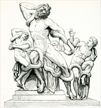 This image dates to 1897 and is a copy of a statue of Laocoon and his sons. According to Greek