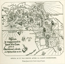 This image shows Africa as it was known after DaGama's Expeditions. It is from Juan de la Cosa's