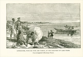 This illustration is from Livingstone's Missionary Travels. It shows Livingstone, with his wife and