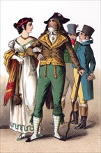 The figures illustrated here represent French people between 1790 and 1804. They are, from left to