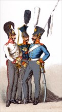 The figures pictured here represent Prussian military in the early 1800s. From left to right, they