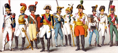 The figures pictured here represent Prussian military. From left to right, they are: French