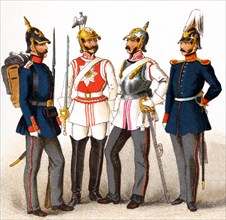 The figures represented here are Pussian military in 1846. From left to right they are: The line