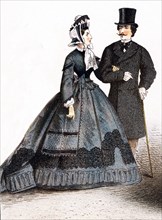 The couple pictured here represent German fashions during the years 1834 to 1881. The illustration