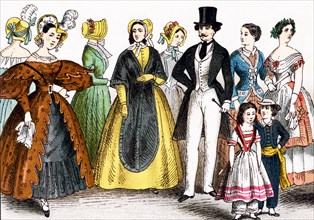 The figures pictured here, represent German fashions during the years 1834 to 1881. The