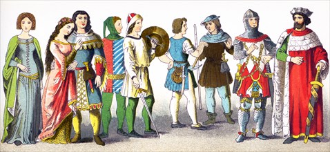 This illustration, which dates to 1882, shows Germans in period dress from A.D. 1300-1350. They