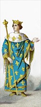 The figure represents the French king Philip IV around A.D. 1300. Also known as Philip the Fair, he