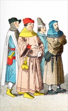 The figures represent four French citizens around A.D. 1300. The illustration dates to 1882.