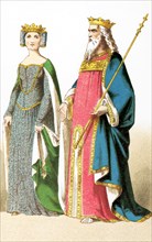 This illustration shows two English royals who lived between A.D. 1300 and 1400. The figures, from