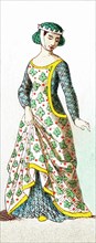 The figure represents a French lady of rank around 1300. The illustration dates to 1882.