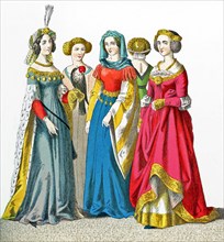 The figures represented here are German women between A.D. 1450 and 1500. They are, from left to