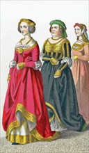 The figures represented here are German women between A.D. 1450 and 1500. They are, from left to