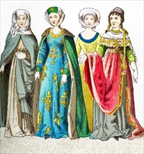 The figures here represent four German women between A.D. 1450 and 1500 of varying means. The