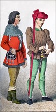 The figures represented here a French citizen and Charles VII around A.D. 1400. Charles VII was