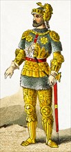 The French knight represented here dates to the A.D. 1400s. The illustration dates to 1882.