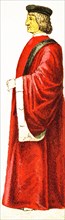 The Italian figure represented here is a Venetian senator and dates to A.D. 1400.The illustration