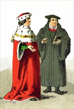 The figures represented here are an elector and Martin Luther. Both are Germans dating to the 1500s